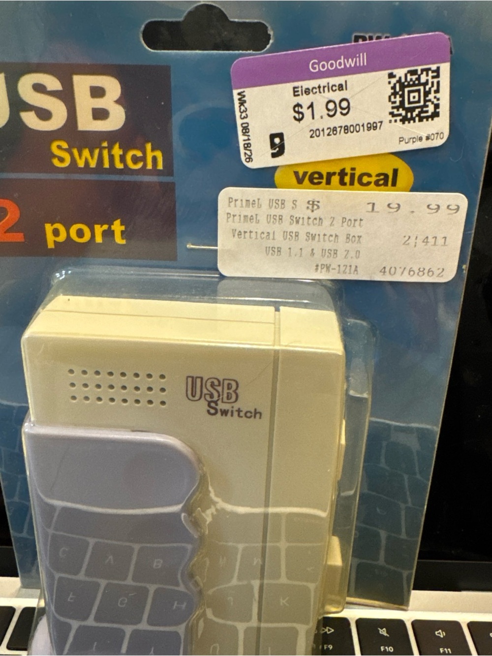 Multimedia 2-Port USB Manual Switch Hub LED PW-121A U8.5